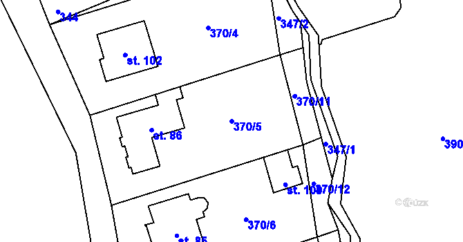 Parcela st. 370/5 v KÚ Žandov u Chlumce, Katastrální mapa