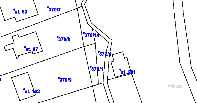 Parcela st. 372/1 v KÚ Žandov u Chlumce, Katastrální mapa