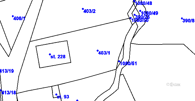 Parcela st. 403/1 v KÚ Žandov u Chlumce, Katastrální mapa