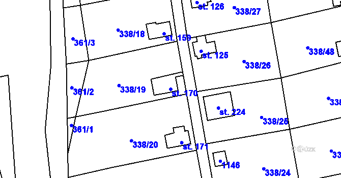 Parcela st. 170 v KÚ Žandov u Chlumce, Katastrální mapa