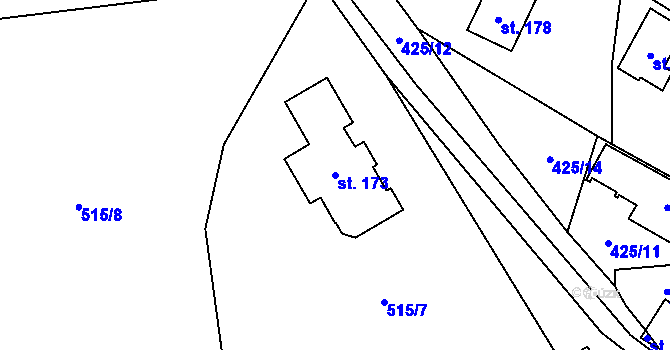Parcela st. 173 v KÚ Žandov u Chlumce, Katastrální mapa