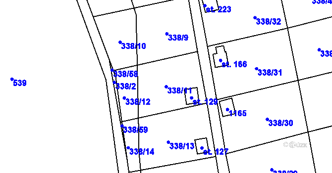 Parcela st. 338/11 v KÚ Žandov u Chlumce, Katastrální mapa
