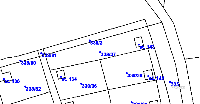 Parcela st. 338/37 v KÚ Žandov u Chlumce, Katastrální mapa