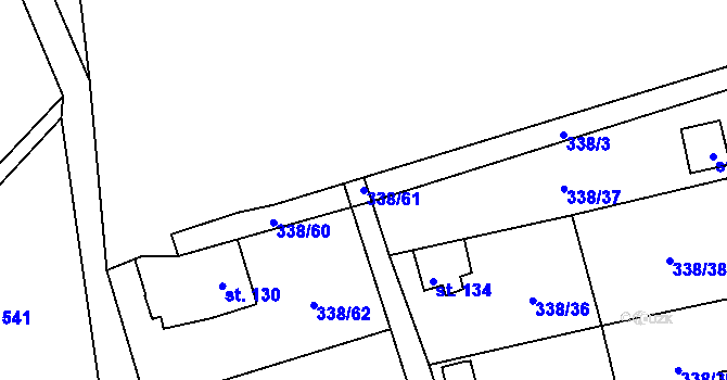 Parcela st. 338/61 v KÚ Žandov u Chlumce, Katastrální mapa