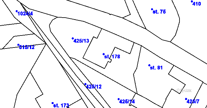 Parcela st. 178 v KÚ Žandov u Chlumce, Katastrální mapa