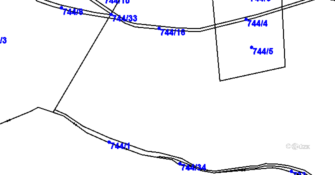 Parcela st. 744/31 v KÚ Žandov u Chlumce, Katastrální mapa