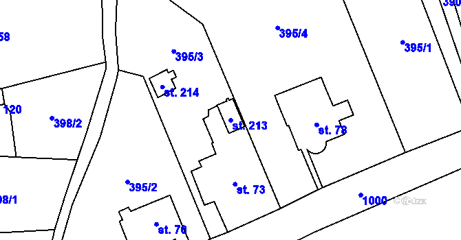 Parcela st. 213 v KÚ Žandov u Chlumce, Katastrální mapa