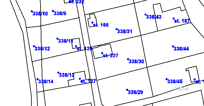 Parcela st. 227 v KÚ Žandov u Chlumce, Katastrální mapa