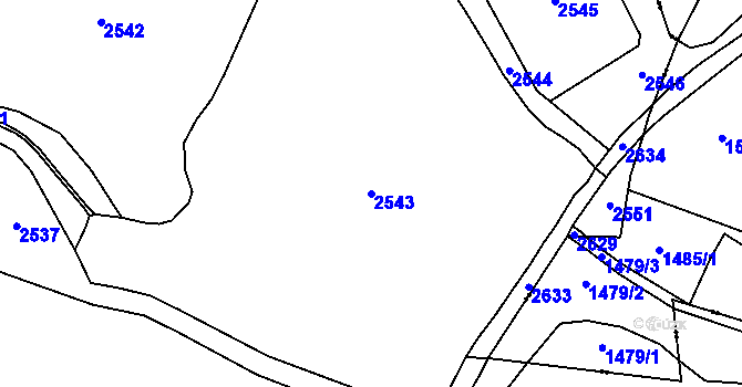 Parcela st. 2543 v KÚ Božejov u Nových Hradů, Katastrální mapa