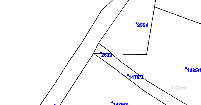 Parcela st. 2629 v KÚ Božejov u Nových Hradů, Katastrální mapa