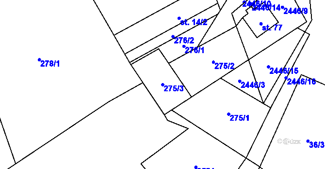 Parcela st. 275/3 v KÚ Božejov u Nových Hradů, Katastrální mapa