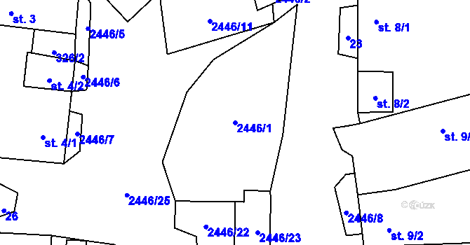 Parcela st. 2446/1 v KÚ Božejov u Nových Hradů, Katastrální mapa