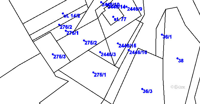 Parcela st. 2446/3 v KÚ Božejov u Nových Hradů, Katastrální mapa
