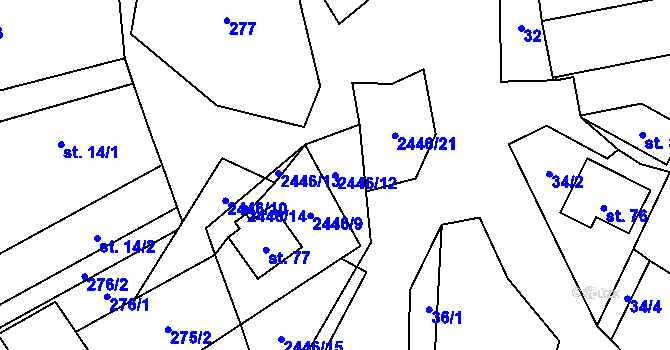 Parcela st. 2446/12 v KÚ Božejov u Nových Hradů, Katastrální mapa