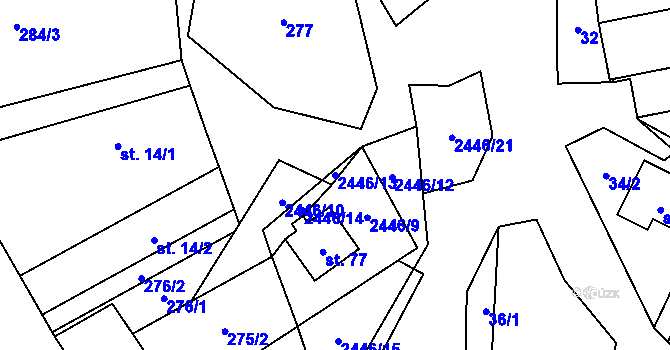 Parcela st. 2446/13 v KÚ Božejov u Nových Hradů, Katastrální mapa