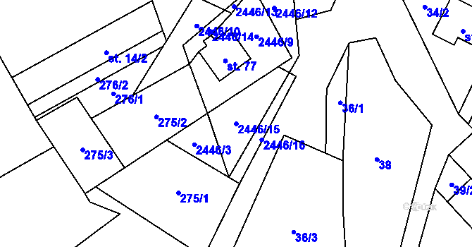 Parcela st. 2446/15 v KÚ Božejov u Nových Hradů, Katastrální mapa