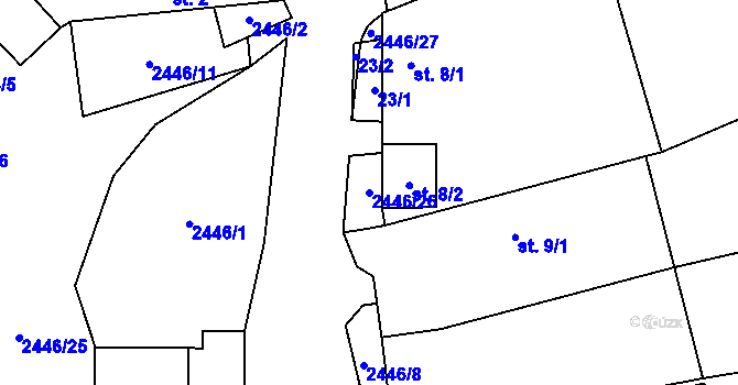 Parcela st. 2446/26 v KÚ Božejov u Nových Hradů, Katastrální mapa