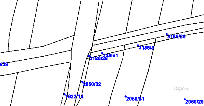 Parcela st. 3186/1 v KÚ Buková u Nových Hradů, Katastrální mapa