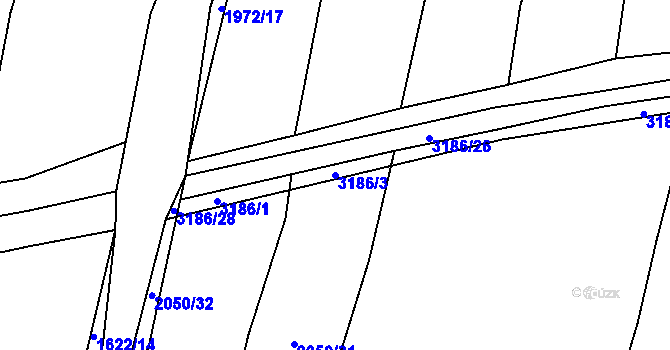 Parcela st. 3186/3 v KÚ Buková u Nových Hradů, Katastrální mapa