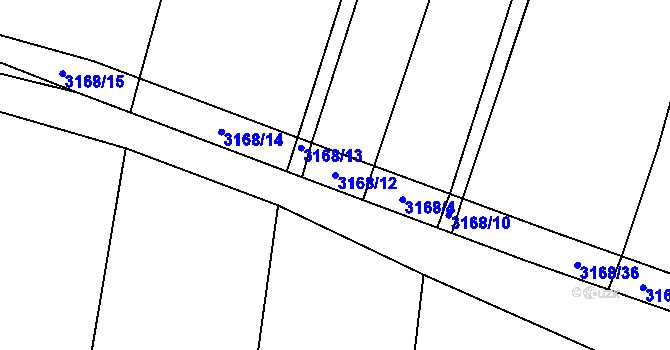 Parcela st. 3168/12 v KÚ Buková u Nových Hradů, Katastrální mapa