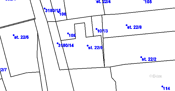 Parcela st. 22/5 v KÚ Buková u Nových Hradů, Katastrální mapa