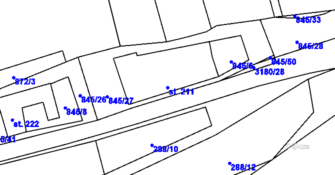 Parcela st. 211 v KÚ Buková u Nových Hradů, Katastrální mapa
