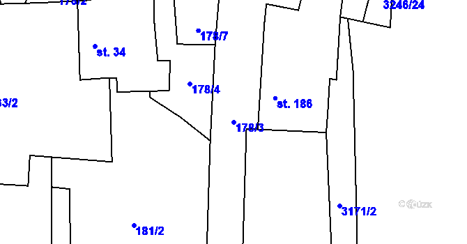 Parcela st. 178/3 v KÚ Buková u Nových Hradů, Katastrální mapa