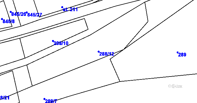 Parcela st. 288/12 v KÚ Buková u Nových Hradů, Katastrální mapa