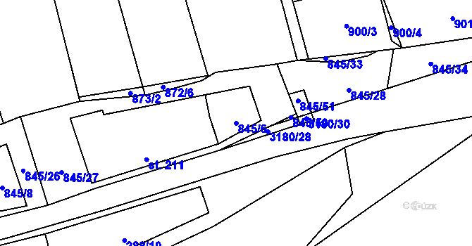 Parcela st. 845/6 v KÚ Buková u Nových Hradů, Katastrální mapa