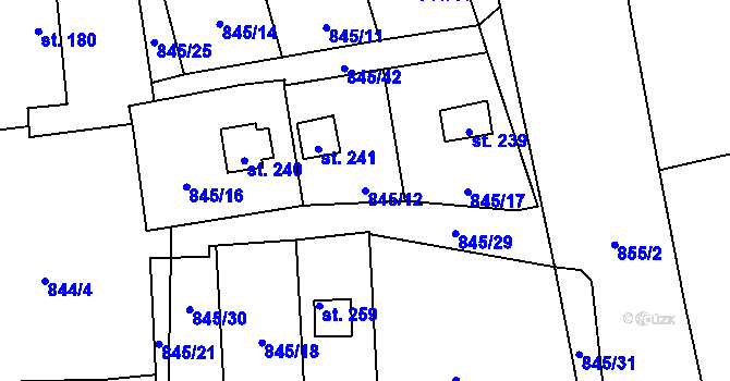 Parcela st. 845/12 v KÚ Buková u Nových Hradů, Katastrální mapa