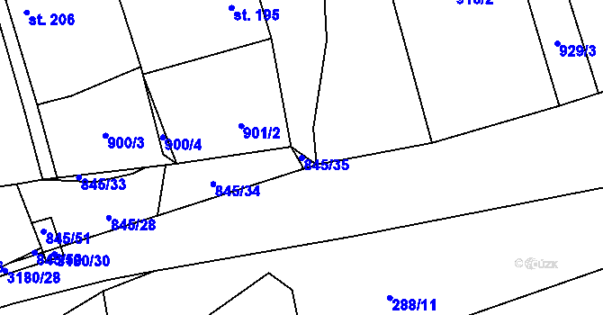 Parcela st. 845/35 v KÚ Buková u Nových Hradů, Katastrální mapa