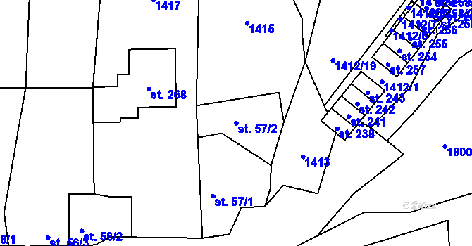 Parcela st. 57/2 v KÚ Žár u Nových Hradů, Katastrální mapa