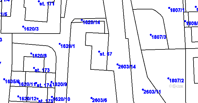 Parcela st. 67 v KÚ Žár u Nových Hradů, Katastrální mapa