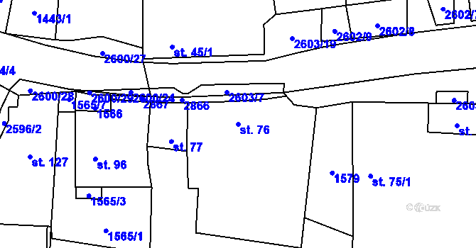 Parcela st. 76 v KÚ Žár u Nových Hradů, Katastrální mapa