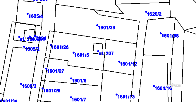 Parcela st. 207 v KÚ Žár u Nových Hradů, Katastrální mapa