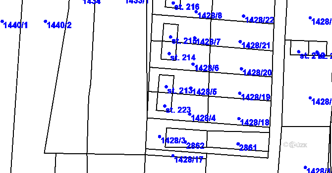 Parcela st. 213 v KÚ Žár u Nových Hradů, Katastrální mapa