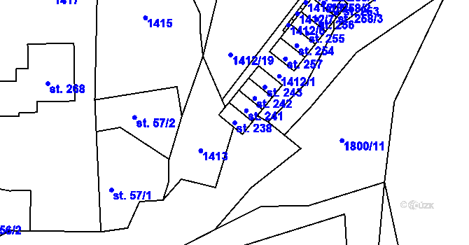 Parcela st. 238 v KÚ Žár u Nových Hradů, Katastrální mapa
