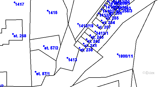 Parcela st. 241 v KÚ Žár u Nových Hradů, Katastrální mapa