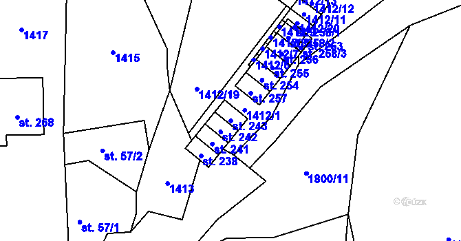 Parcela st. 243 v KÚ Žár u Nových Hradů, Katastrální mapa