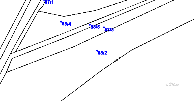 Parcela st. 58/2 v KÚ Žár u Nových Hradů, Katastrální mapa