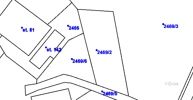Parcela st. 2469/2 v KÚ Žár u Nových Hradů, Katastrální mapa
