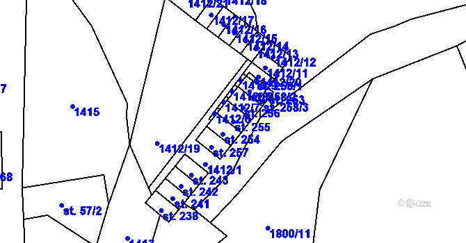 Parcela st. 255 v KÚ Žár u Nových Hradů, Katastrální mapa