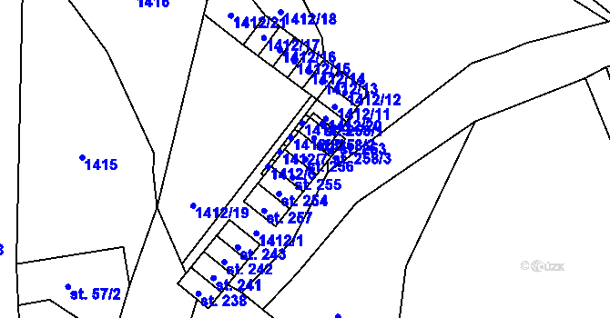 Parcela st. 256 v KÚ Žár u Nových Hradů, Katastrální mapa