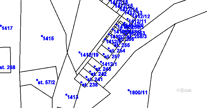 Parcela st. 257 v KÚ Žár u Nových Hradů, Katastrální mapa