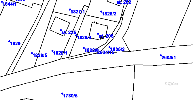 Parcela st. 2604/15 v KÚ Žár u Nových Hradů, Katastrální mapa