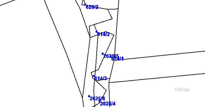 Parcela st. 2625/5 v KÚ Žár u Nových Hradů, Katastrální mapa