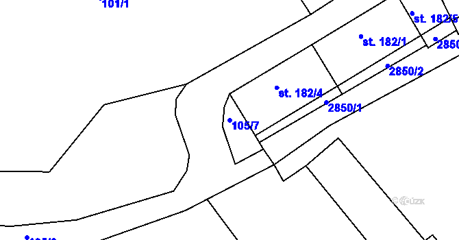 Parcela st. 105/7 v KÚ Žár u Nových Hradů, Katastrální mapa