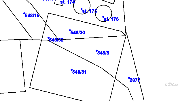 Parcela st. 548/5 v KÚ Žumberk u Nových Hradů, Katastrální mapa