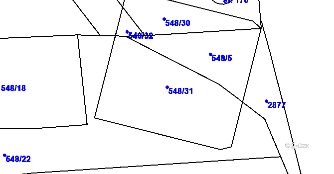 Parcela st. 548/31 v KÚ Žumberk u Nových Hradů, Katastrální mapa