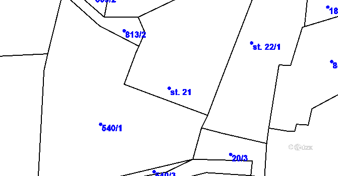 Parcela st. 21 v KÚ Nespice, Katastrální mapa